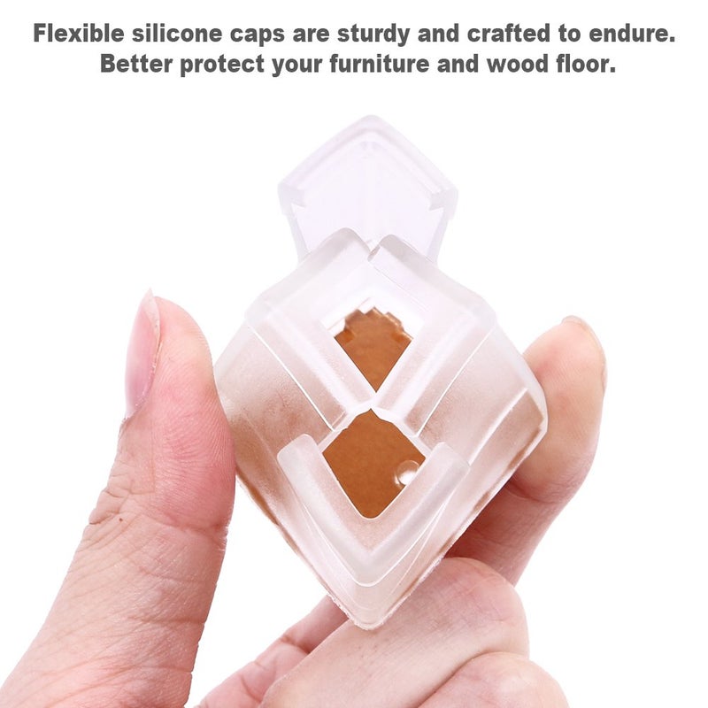 Anwenk Chair Leg Floor Protectors Square Furniture Leg Caps 1 1/4 to 1 3/8â€ with Felt Pads Clear (16 Pack) - Image 5